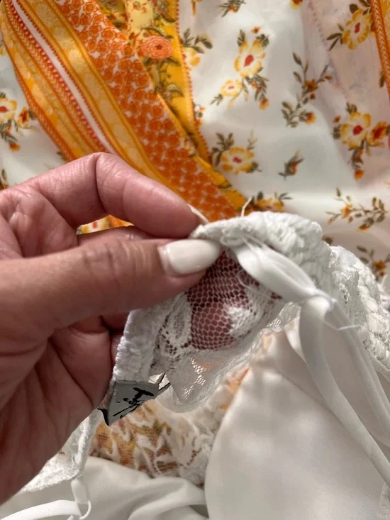 J for justify White Crochet Waist Maxi Skirt with Yellow Floral Panels - Picture 13 of 14